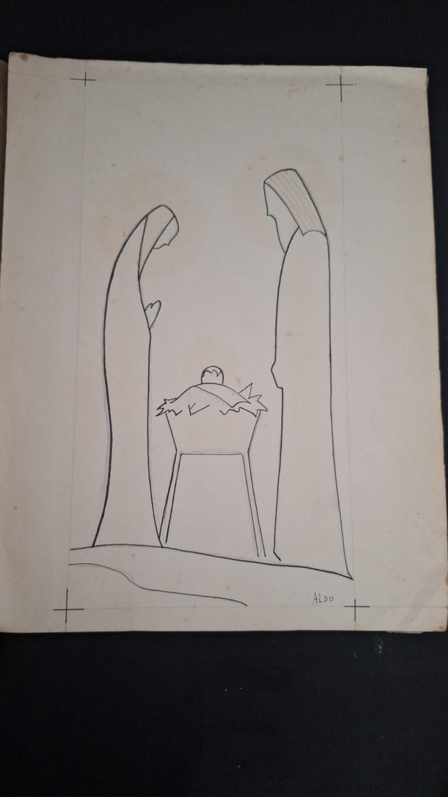 Art Religius two pages - ARt by ALDO signed 1960s - Original Painting