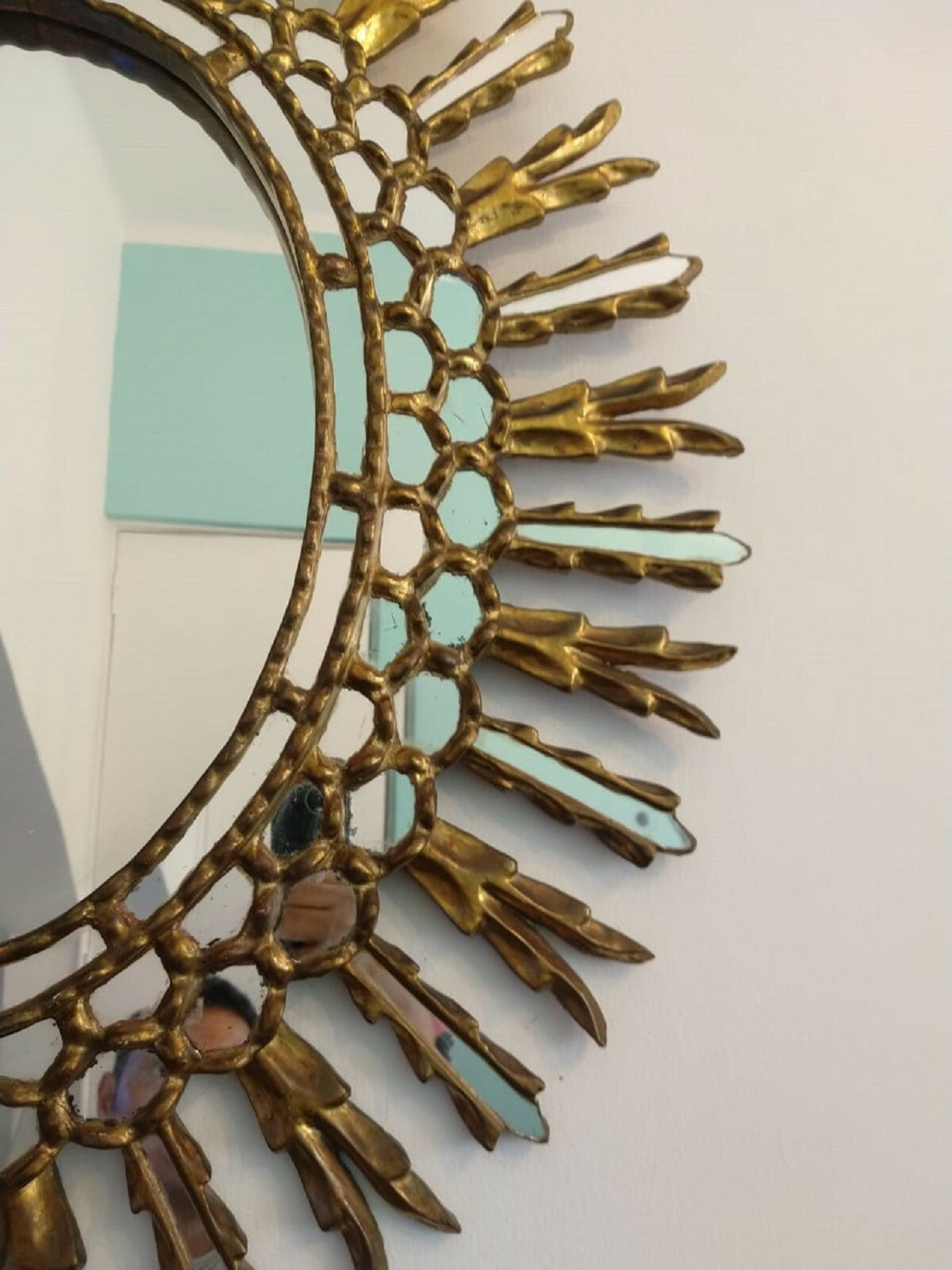 AMAZING Antique Stylish Gold Mirror Oval - Glazed style / Unique Piece A1