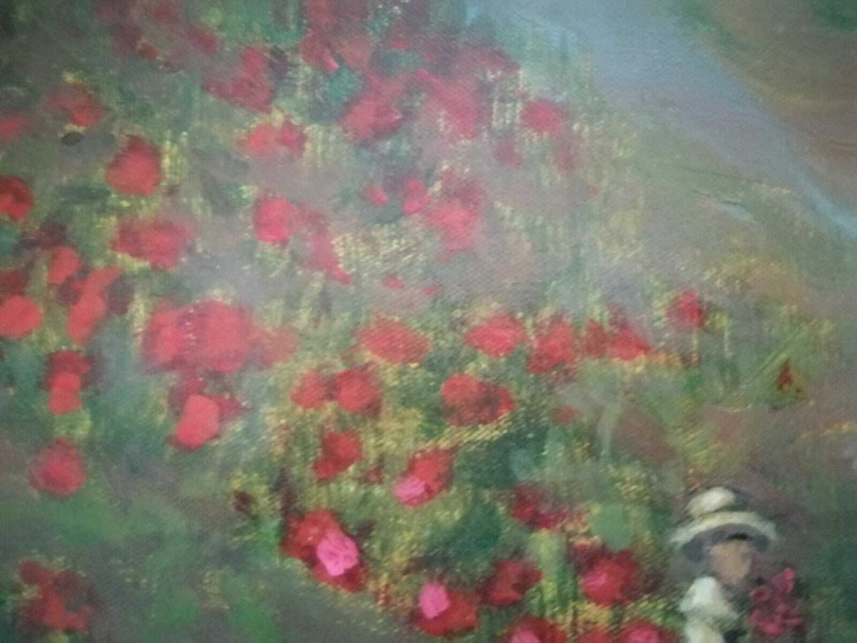 FINE Antique Style of Claude Monet Oil Canvas Painting LANDSCAPE / Signed