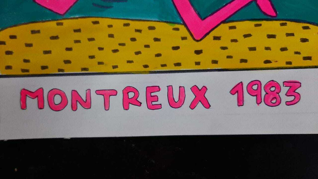 American POP / Oil on cardboard Paper / Keith Haring - Stamp reverse  - Signed