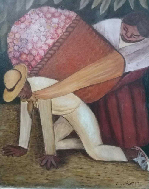 "Style of" Diego Rivera - Antqiue Oil canvas painting / Signed / FINE ART