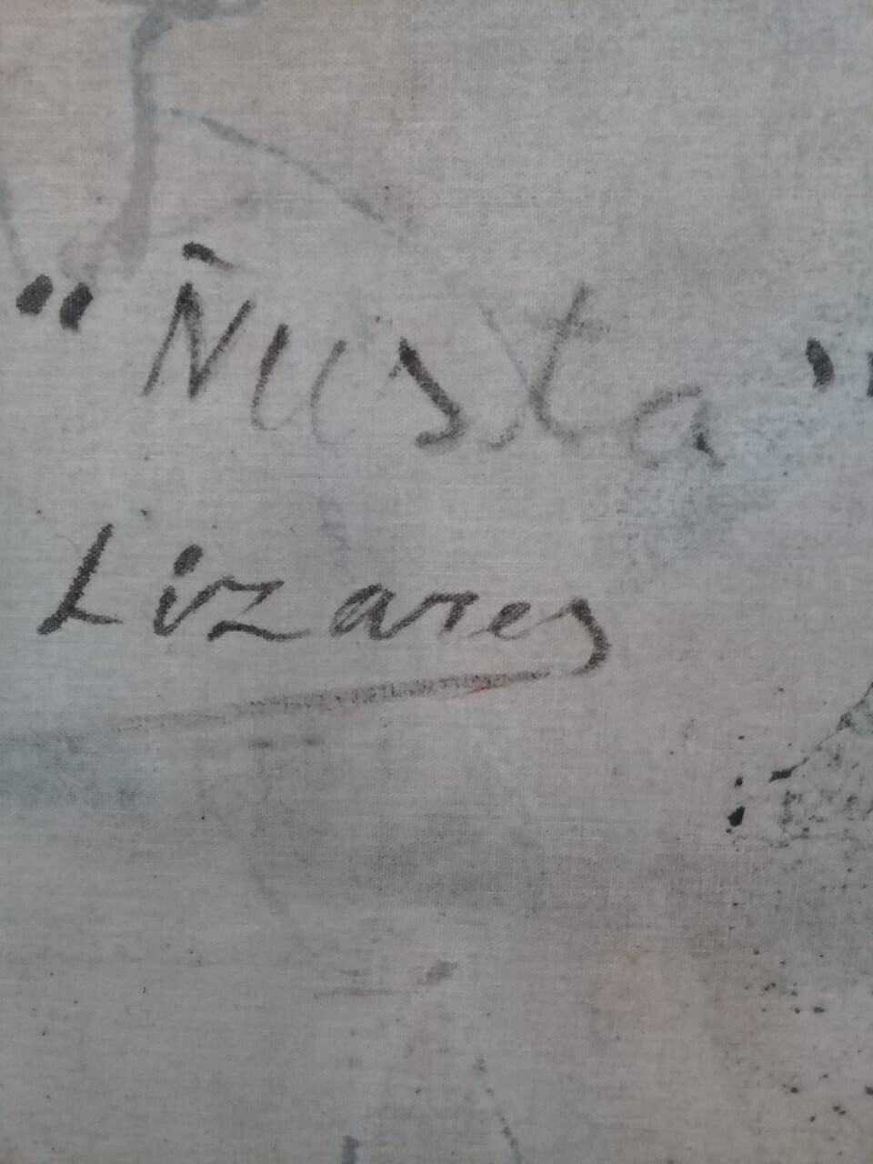 Contemporary Fine Cubist "Luis Lizares" Oil Canvas Painting 1970 "Ñusta" UNIQUE