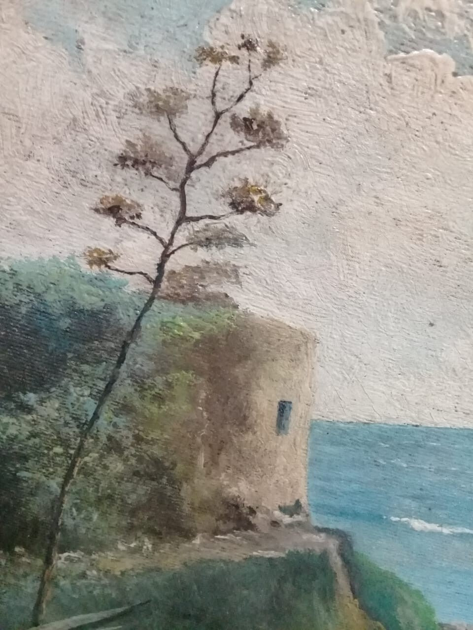 FINE ART Painting by  J. Maza / Oil wood / Signed / Coastal landscape with sea