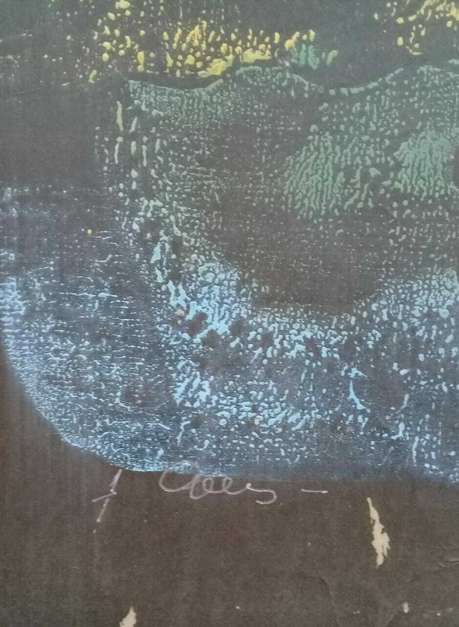 FINE Antique Painting Pastel 1987 / Signed / cardboard added to a chipboard