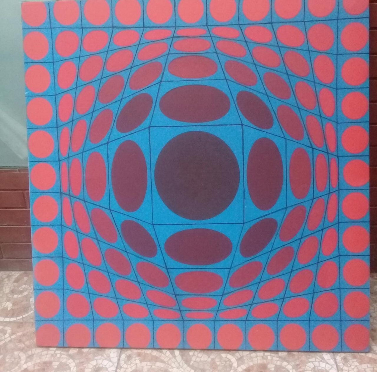 VICTOR VASARELY - "Vega-Nora" Oil canvas painting / style of