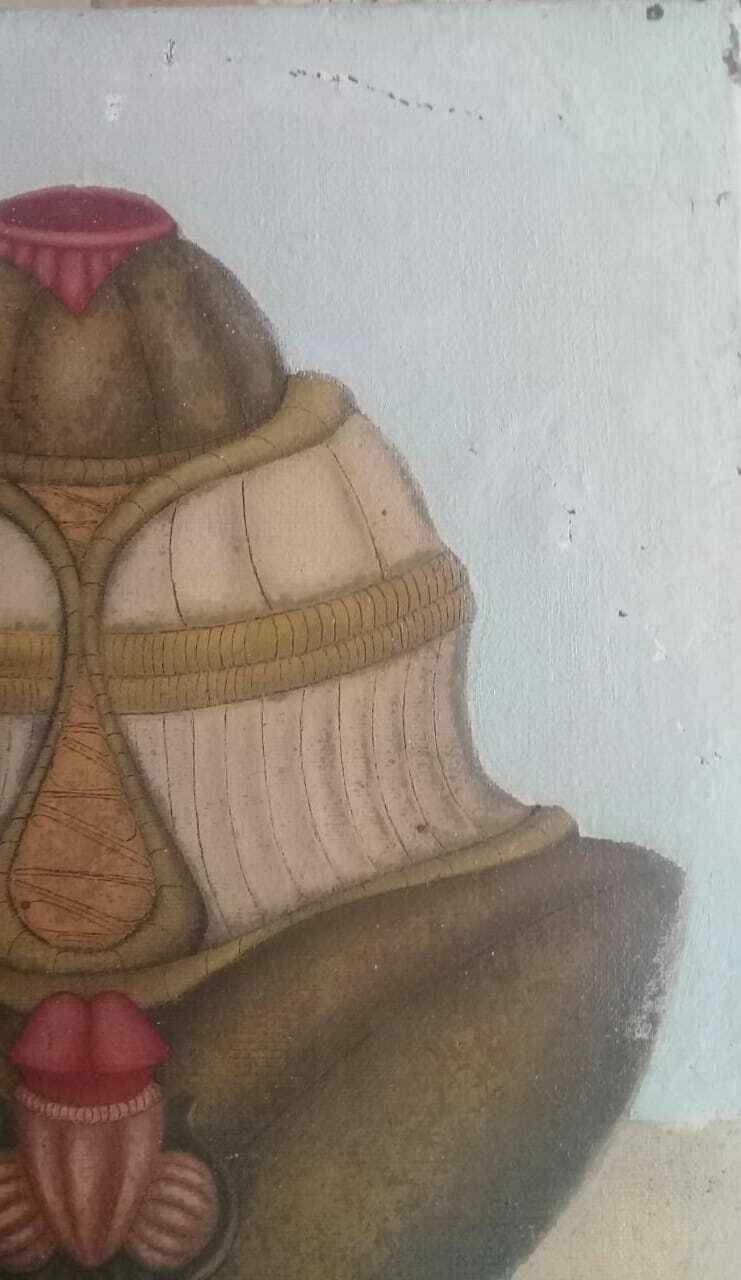 Antique Erotic Oil Canvas 1974 Signed "Guillen" - Amazing Surrealist Artwork