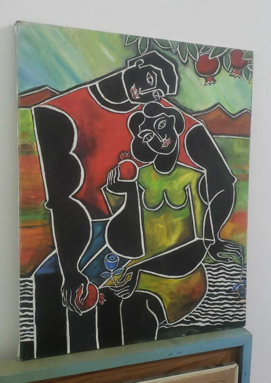 Real Blackamoor Love - Vintage Oil Painting / canvas / Amazing / FINE ART