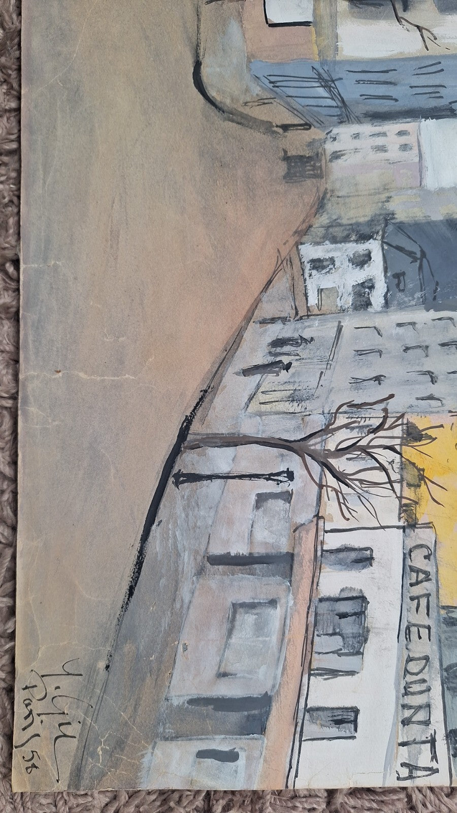 Original French Painting  / SIGNED 1958 - " Chocolathenel"