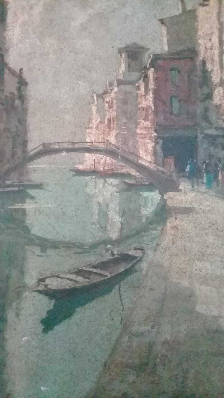 Federico del Campo - Antique Oil canvas Painting / Signed / "Venecia" Manner of 