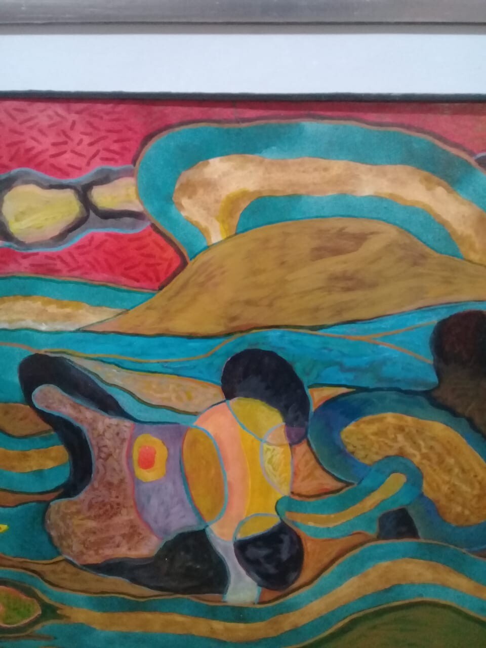 APU‑RIMAK – “Bañistas” – Original Oil on Canvas – 1970s Peruvian Modern Art