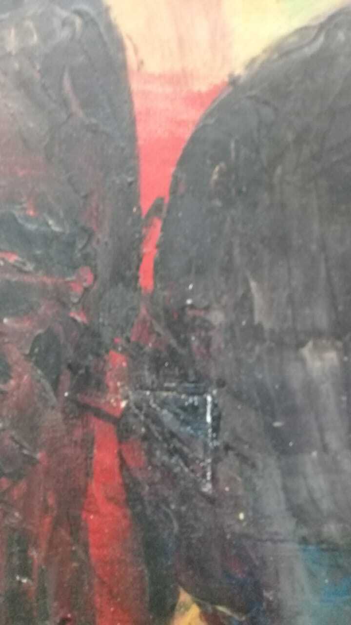 Original: Antique Painting Oil Canvas - Signed: BIEL / Very rare painting 1960s