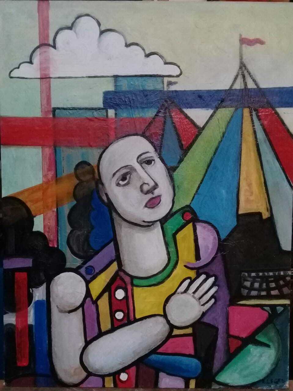 Fernand Léger - Antique Oil Canvas Painting - Signed /  "L'équilibriste" UNIQUE