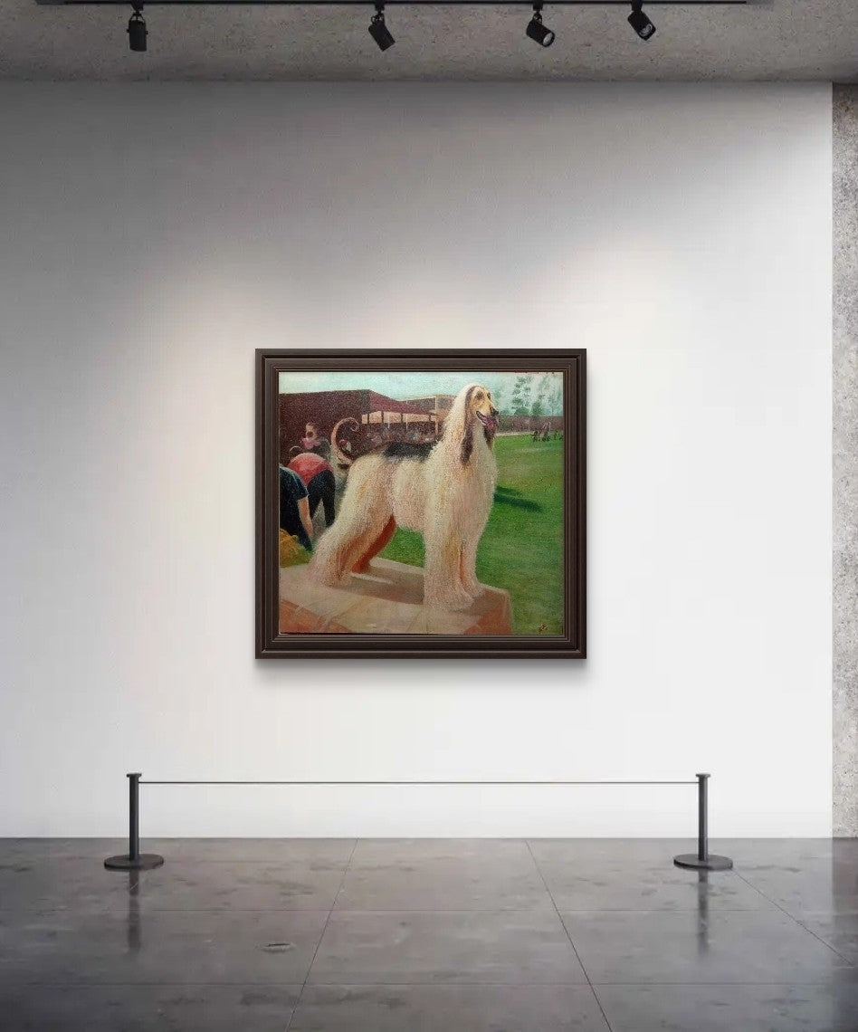 Winner Afghan Dog  "Magic Realism" 1990 - Huge Oil Canvas