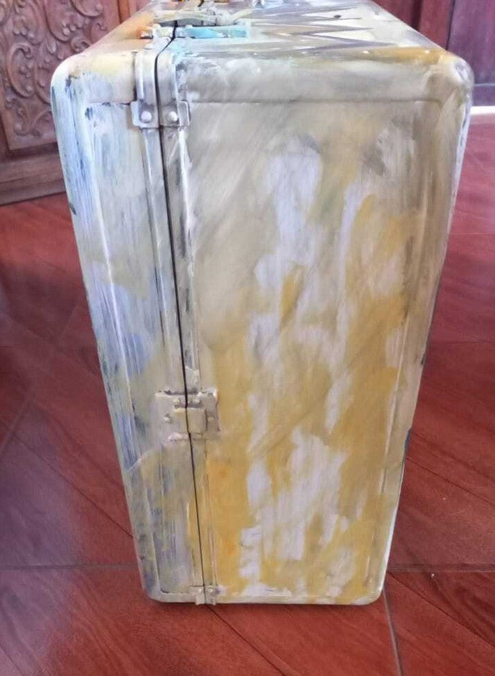 Style of Jean-Michelle Basquiat / Decorative Painting Metal Suitcase 1970s