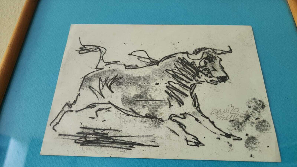Danilo Sevilla (1934) - Bull carbon drawing on paper / signed / Amazing 