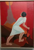 Fine Art by European Surrealist / Contemporary Master : VILMA MIGLIO -OIL CANVAS