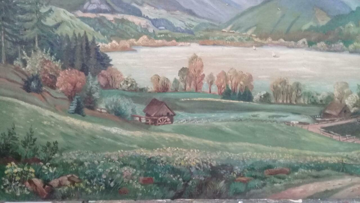European Master Landscape : Antique Oil canvas Painting Signed J. Haffner Pinx 
