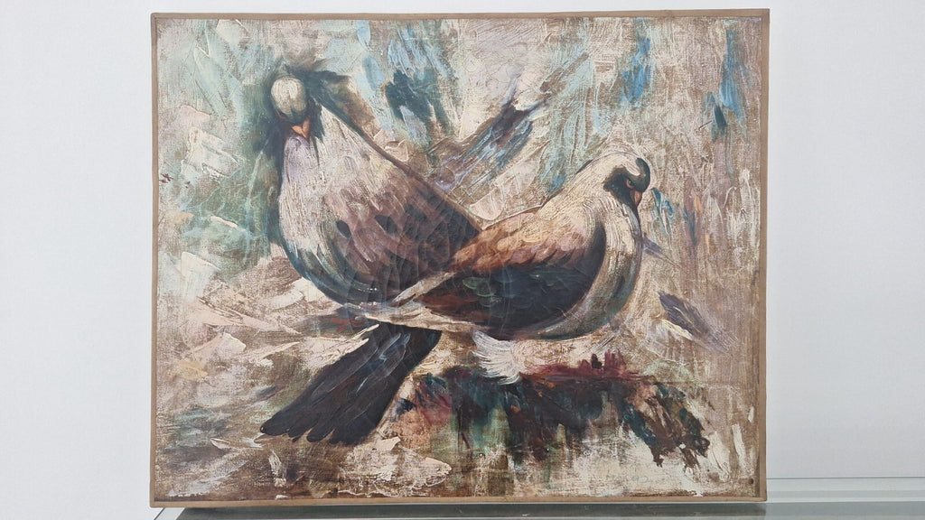 Columba Palumbus Oil Canvas Painting / Extraordinary Technique / Signed 1992