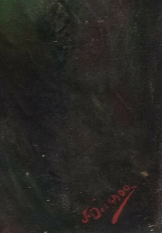 FINE ART by J.Delgado - Oil canvas Portrait Spanish / Signed - Antique Painting
