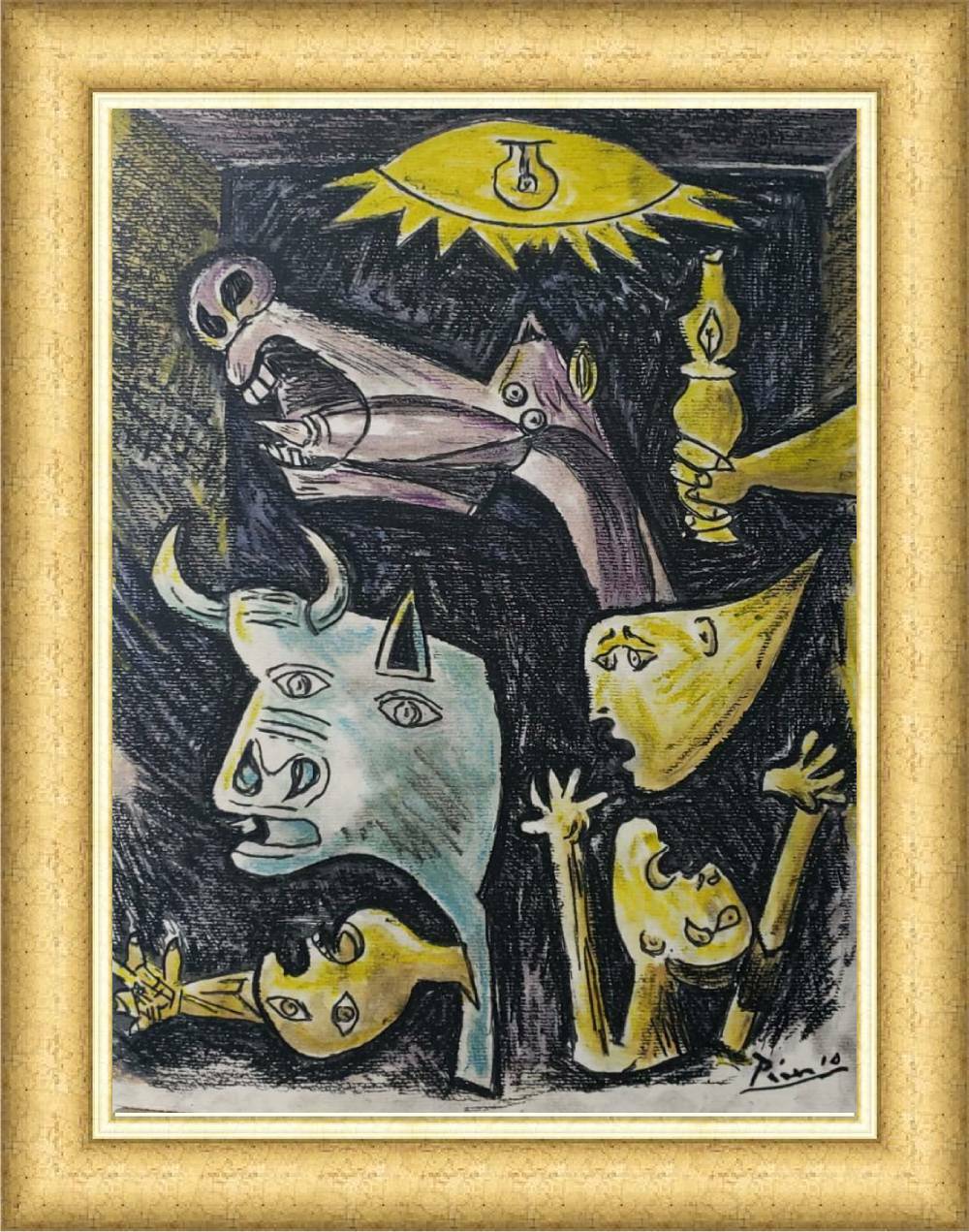 Pablo Picasso -  "Engraving on Cardboard" Colored - After