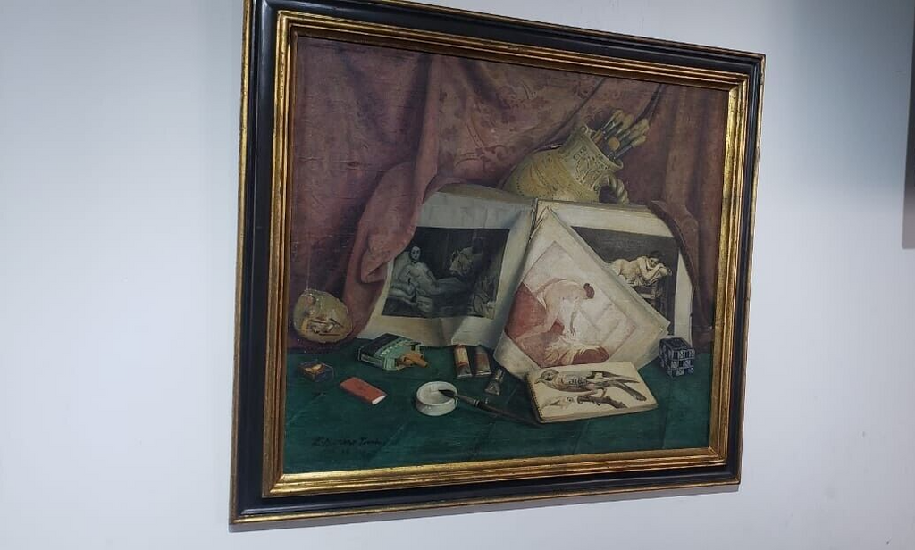 ORIGINAL 1940's  Hyperrealism / OIL CANVAS Painting  By E. HERRERO
