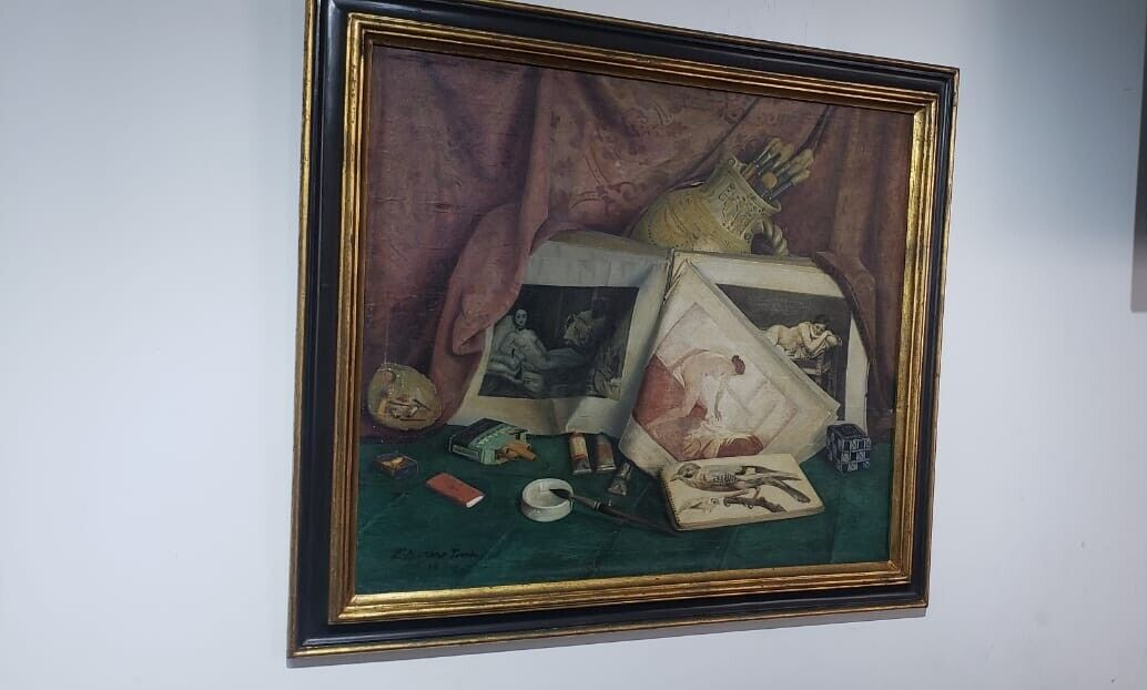 ORIGINAL 1940's  Hyperrealism / OIL CANVAS Painting  By E. HERRERO