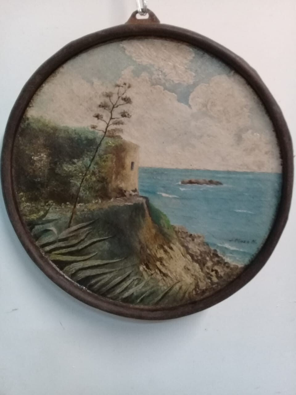 FINE ART Painting by  J. Maza / Oil wood / Signed / Coastal landscape with sea