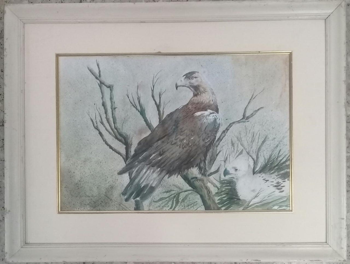 Watercolor Painting - Amazing Composition "Américan Eagle"