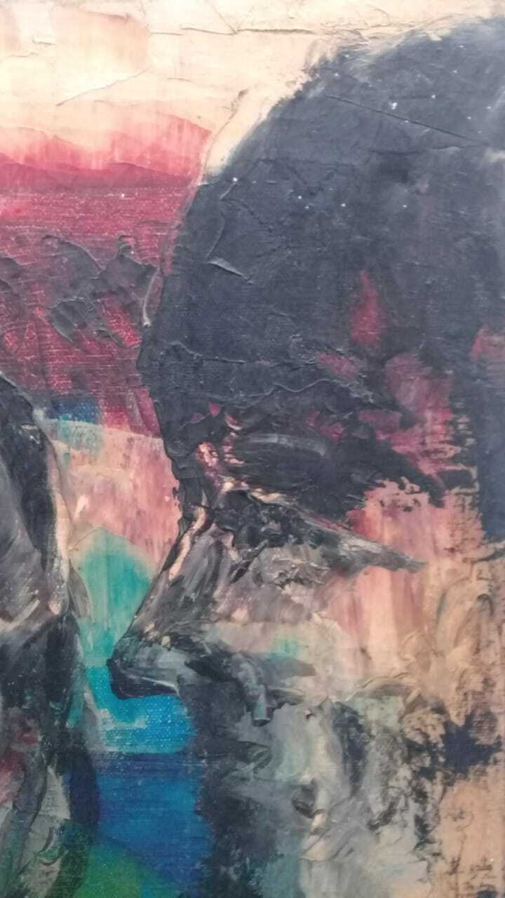 Original: Antique Painting Oil Canvas - Signed: BIEL / Very rare painting 1960s