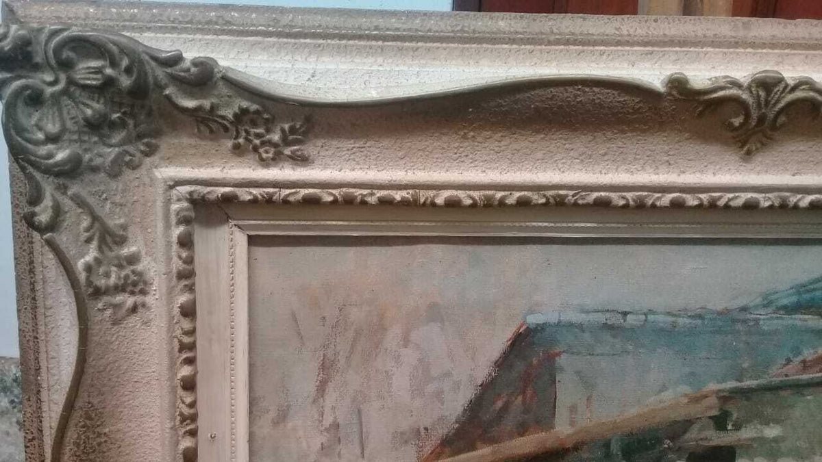 Signed by E. BOUDIN - Fine Antique Oil canvas "Marché aux poissons à Rotterdam" 