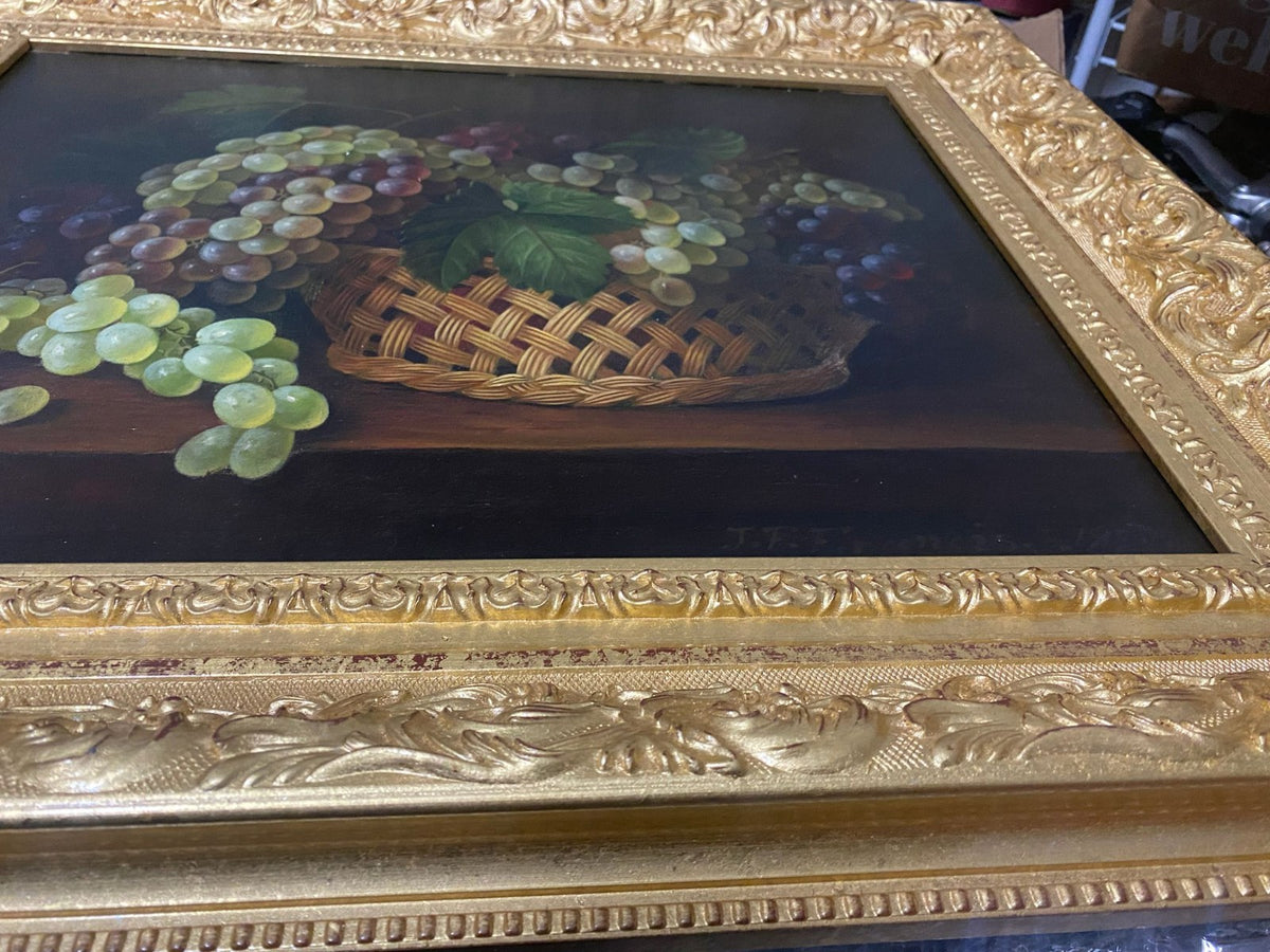 American Master: Jhon F. FRANCIS - Oil canvas painting "Grapes" Signed COA