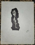 FINE Antique ink painting cardboard signed by Kahn  / "El mediocre" / Amazing