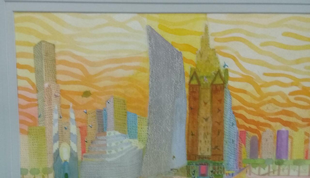FINE American Artist James Brooks - Park Ave " Watercolor on cardboard paper" 