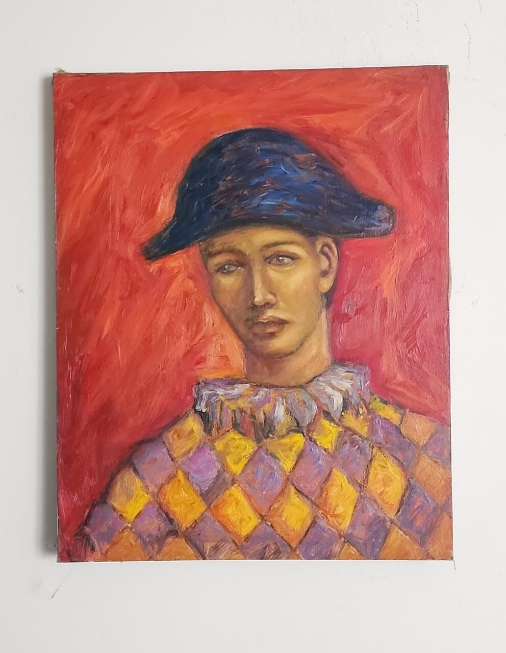 Pablo Picasso / Vintage Painting Oil canvas "HARLEQUIM"
