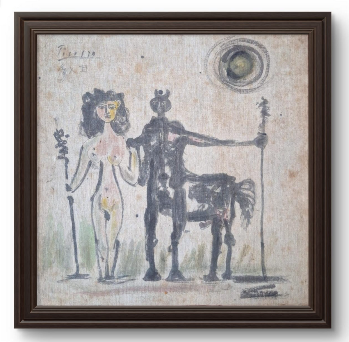 PABLO PICASSO (Spanish/French 1881-1973)  hand-colored linocut & Signed