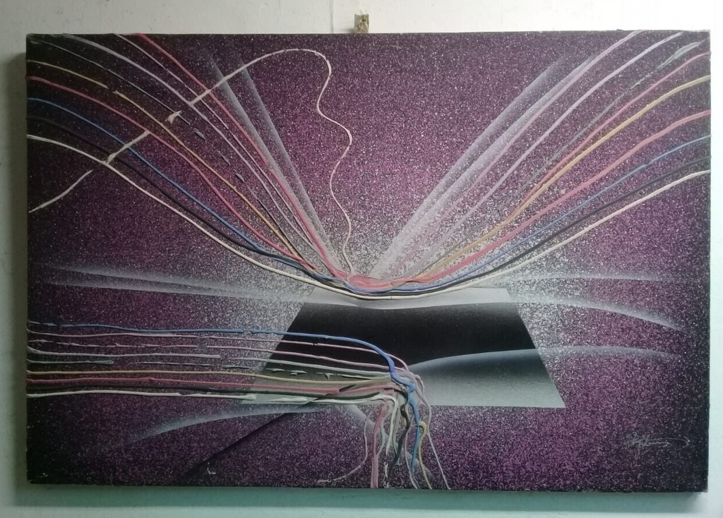 FINE ART - UNIQUE: Oil Canvas Painting / Abstract Space / Signed
