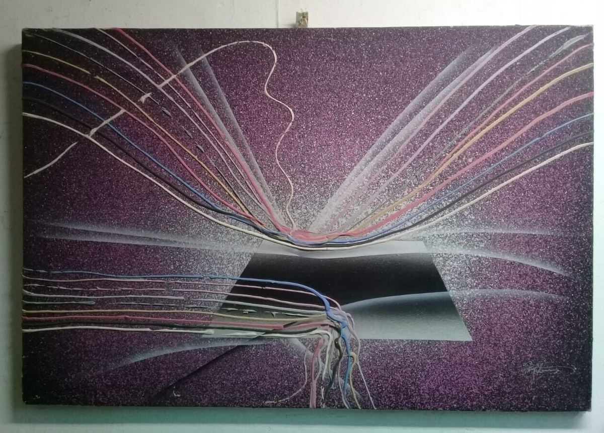 FINE ART - UNIQUE: Oil Canvas Painting / Abstract Space / Signed
