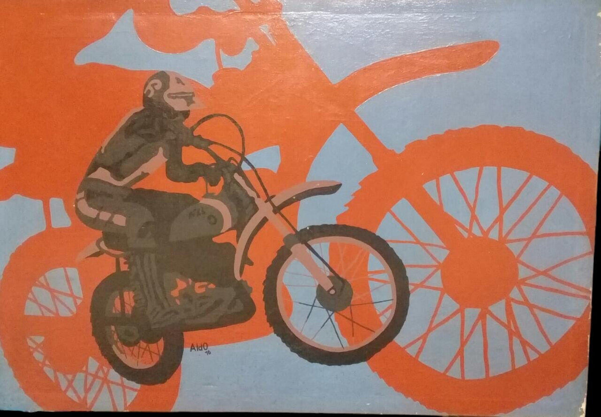 Evel Knievel - Contemporary Pop Art  1976 - Oil Canvas Painting "Extasis"