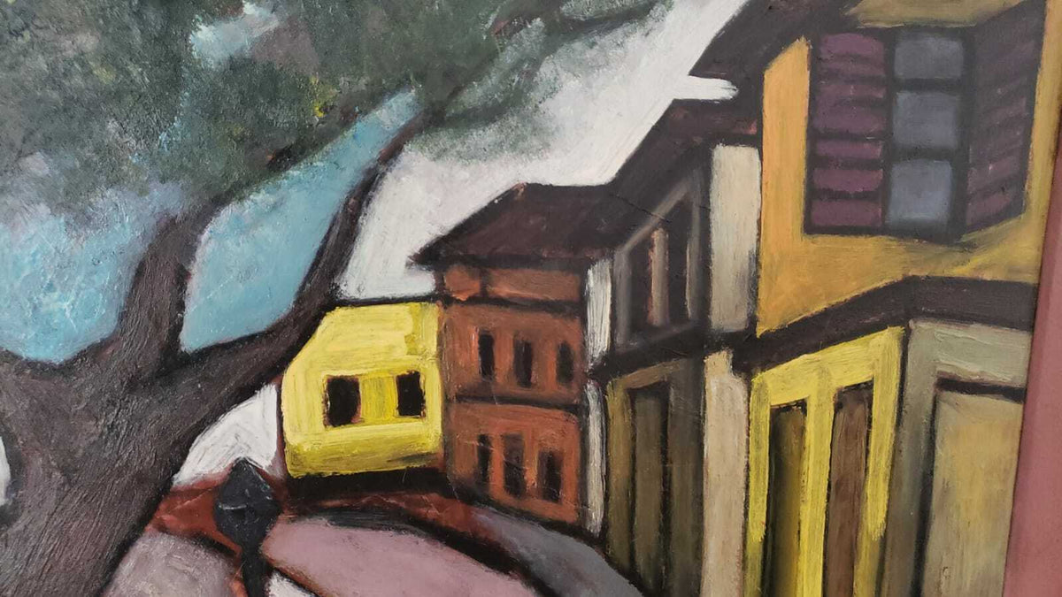 Contemporary Peruvian Master JUAN CEBRIAN - "Quinta Heeren" Oil on masonite