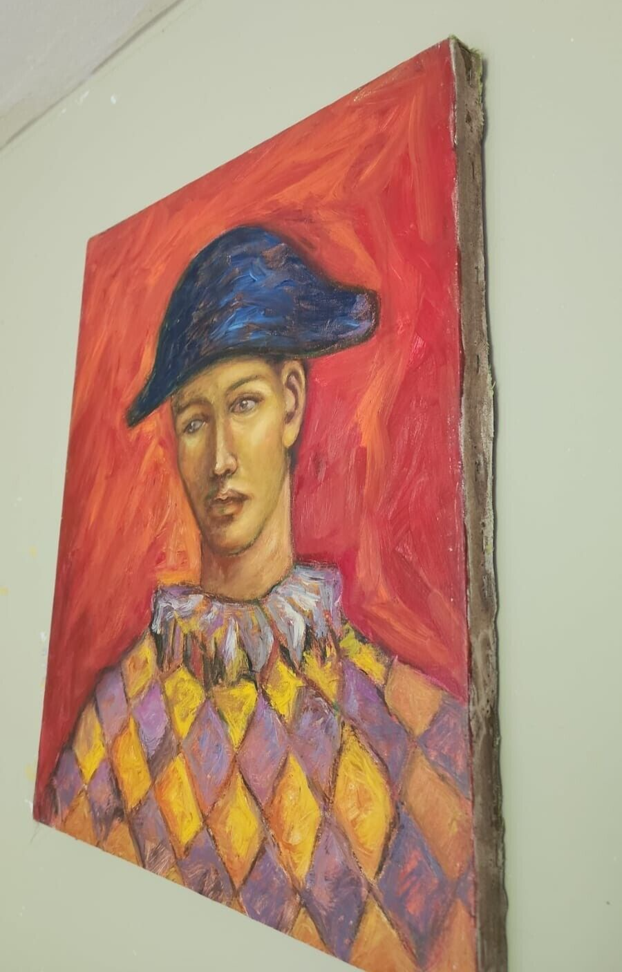 Pablo Picasso / Vintage Painting Oil canvas "HARLEQUIM"