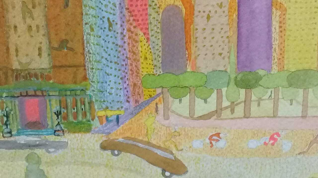 FINE American Artist James Brooks - Park Ave " Watercolor on cardboard paper" 