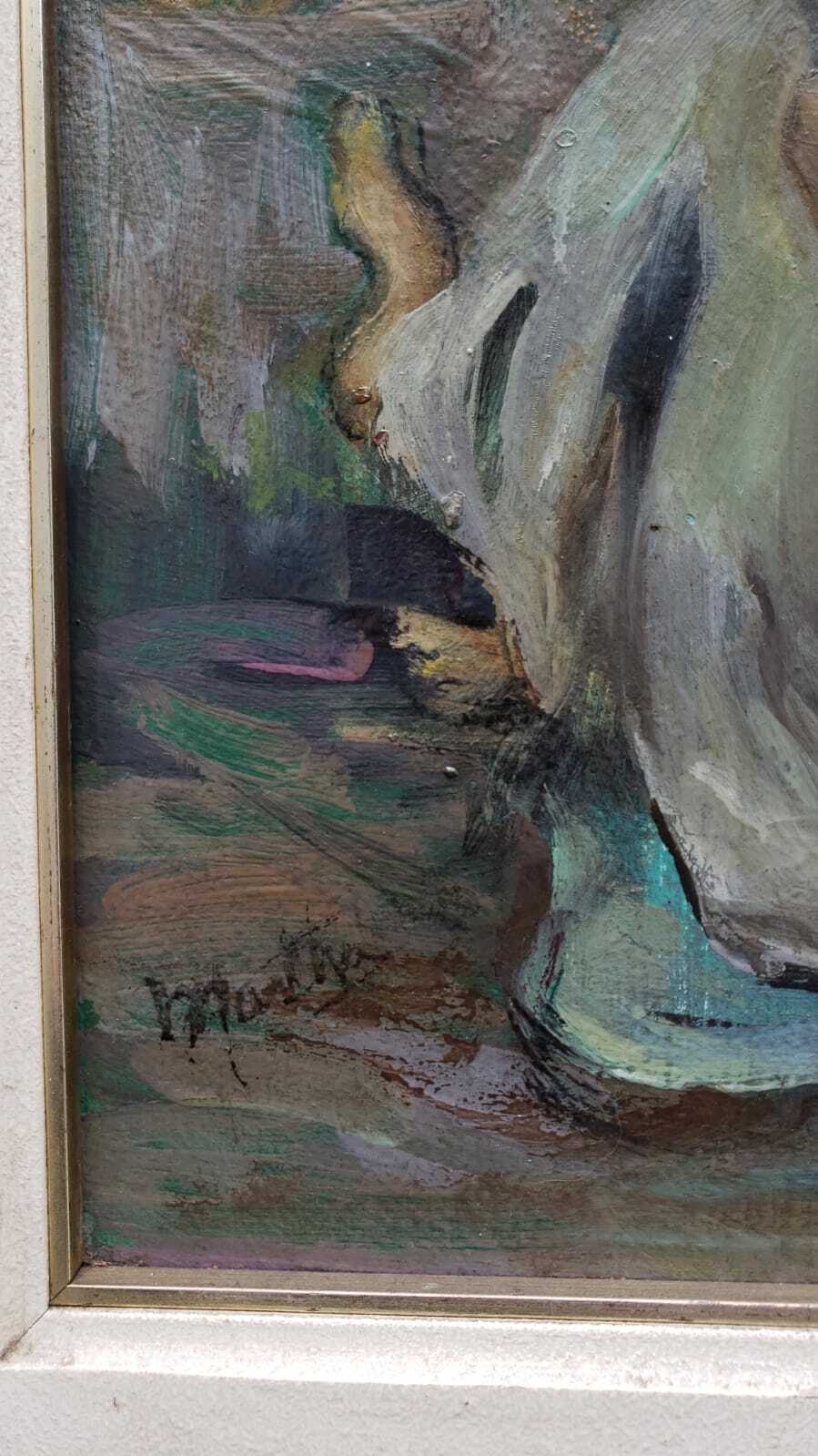 FINE Rare Painted & Verso / MARTHA / Expressionism Portrait - Nude Figure
