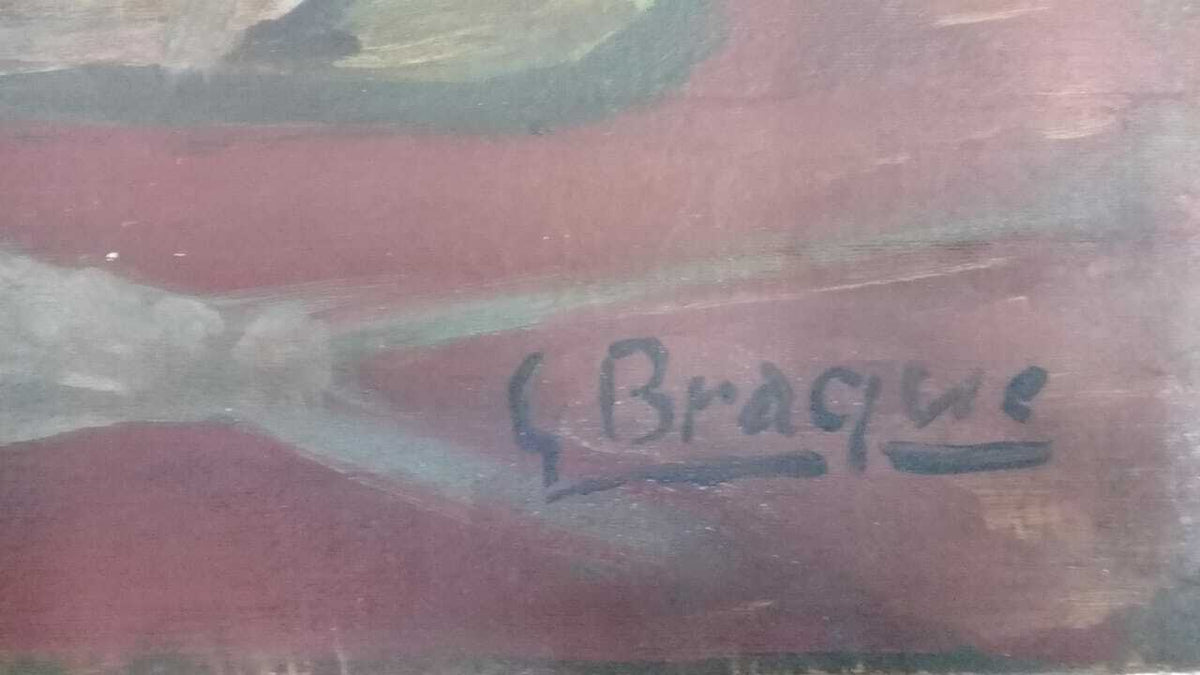 FINE: Still Life Painting by G. Braque / Oil Canvas Artwork 1960s  / Signed