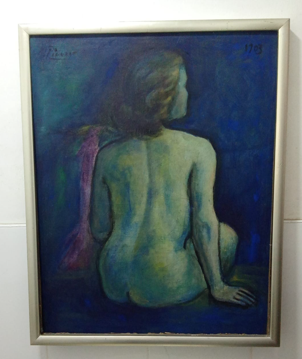 Pablo Picasso - Vintage Style Oil canvas painting / Signed / Blue Epoc