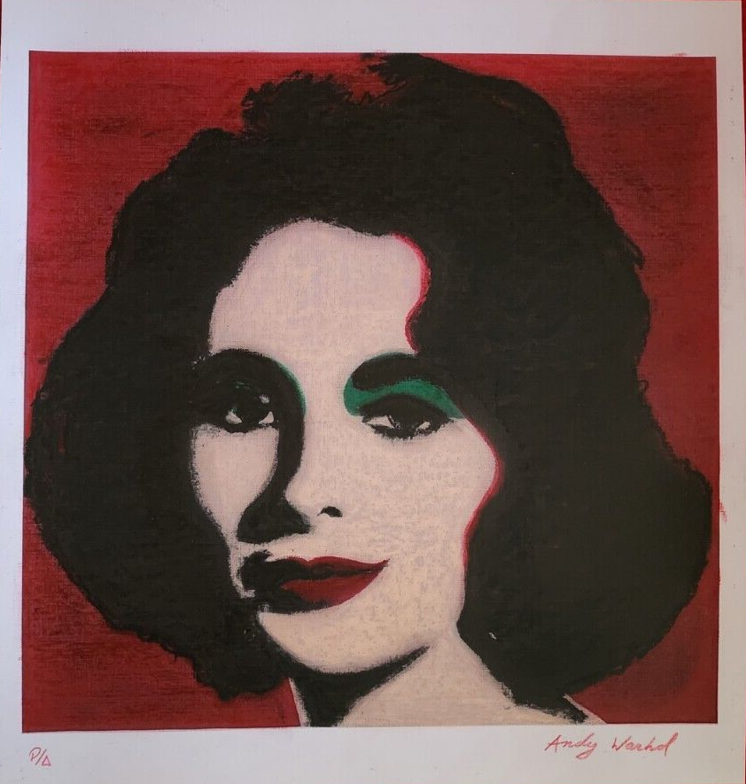 Elizabeth Taylor - Painting on Cardboard SILKSCREEN/ Mixed Media / Warhol