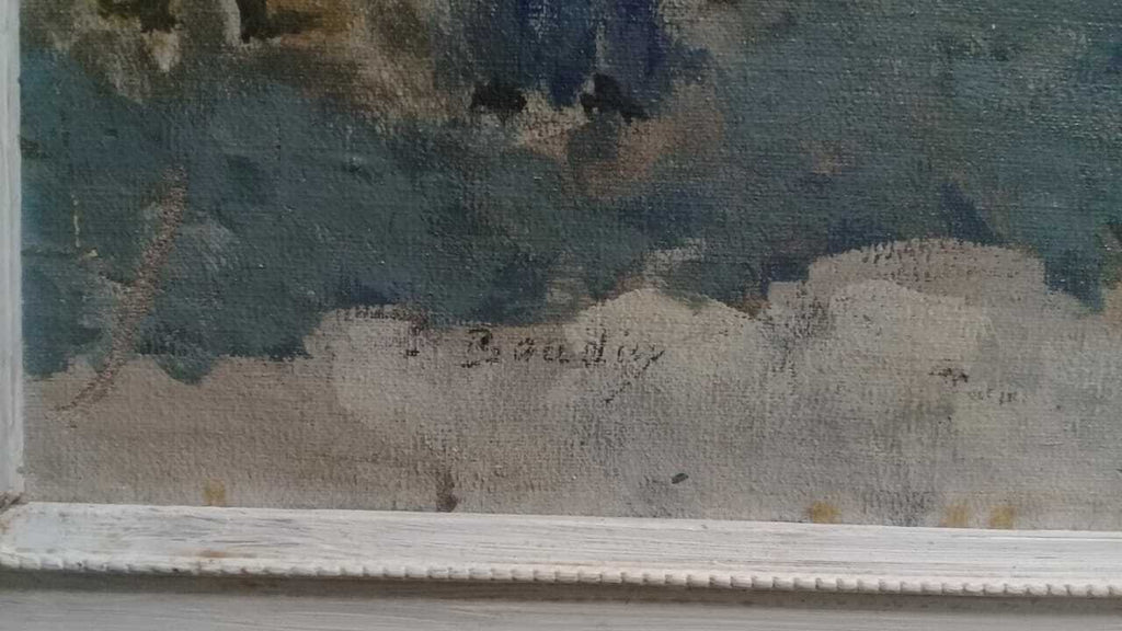 Signed by E. BOUDIN - Fine Antique Oil canvas "Marché aux poissons à Rotterdam" 