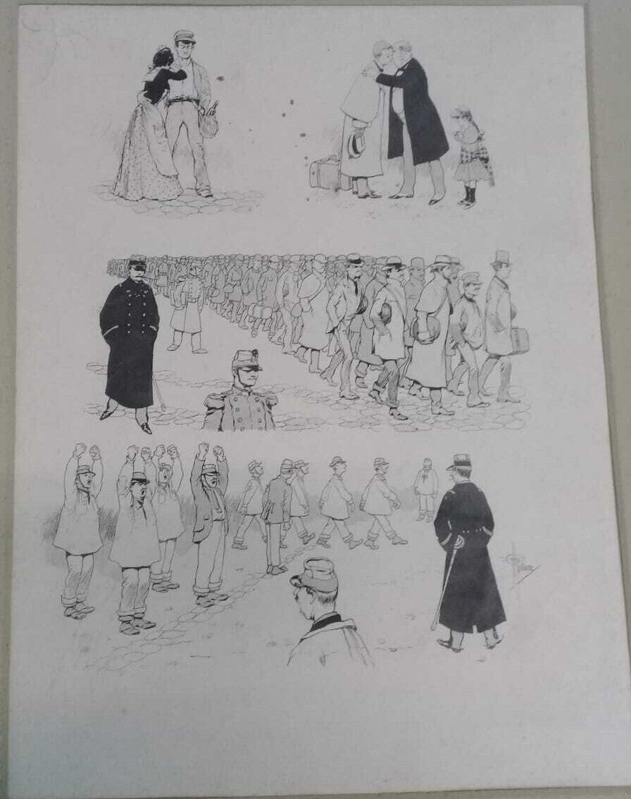 ORIGINAL Ink Cardboard by QUINO - Argentine Cartoonist / Unique Piece