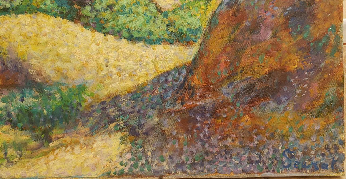 FINE Vintage - Styled After:  Seurat - Oil Canvas / Landscape / Signed