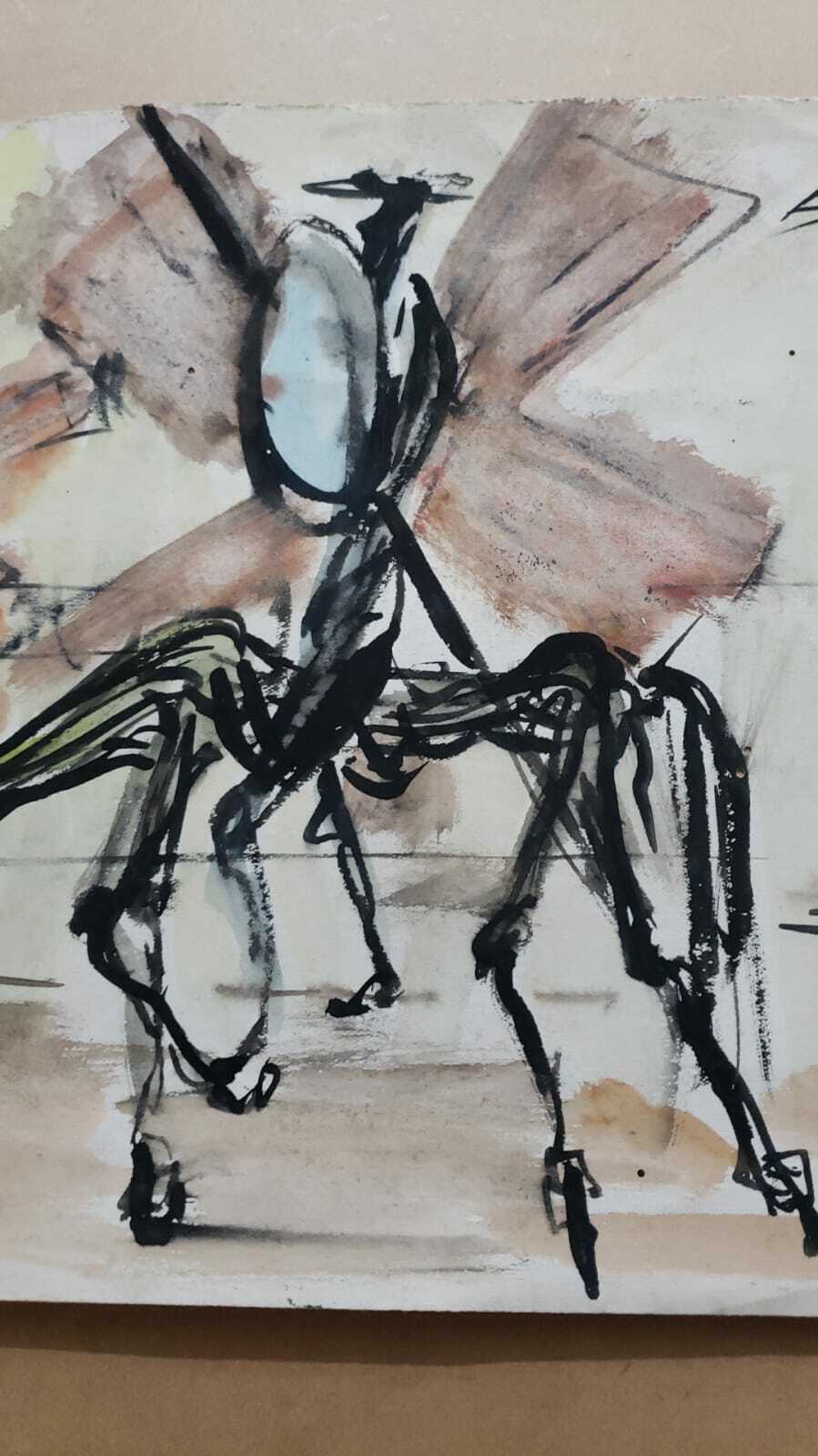 Super Rare - After Dalí - Rare Quichotte / Wash Painting on Paper / Signed 