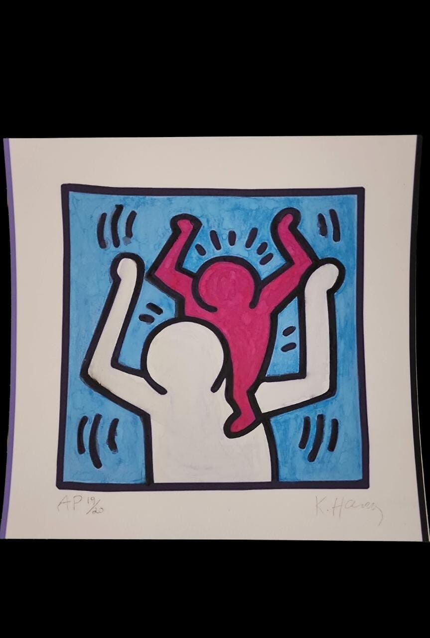 FINE American Master - Keith Haring  - Silkscreen  painted / Stamp / Signed